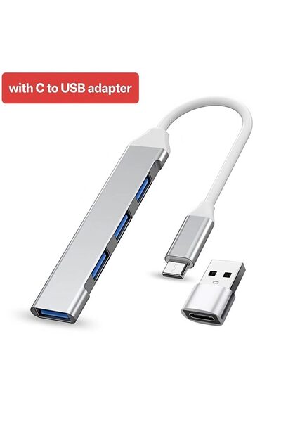 Choice Silver Type-C2Pcs 4-Port All-in-One USB Hub Type-C Docking Station Ada...