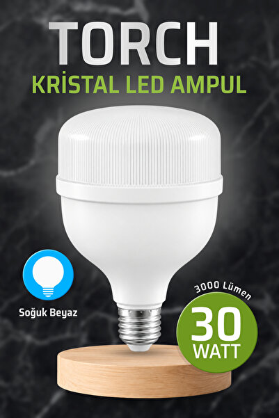 Badem10 Torch Kristal Led Ampul 30 Watt Yüksek Aydınlık Sunan Soğuk Beyaz Amp...