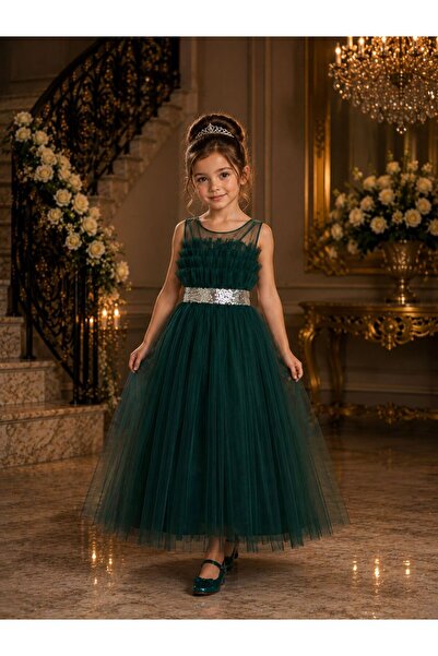 öykümgaleria Girl's Layered Tulle Detailed Party Birthday Wedding Dress