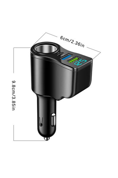 Choice محول طاقة سيارة متعدد الوظائف بـ 4 منافذ 66 واط، أسود، مع منفذ USB مزد...