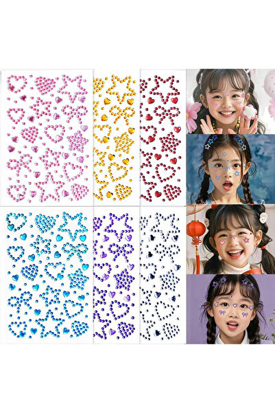 choice2 12x8x1CM 6-color mixture 1Pcs Stickers Heart Star Face Gem Tattoos St...