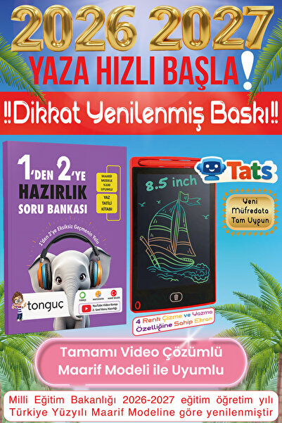 Tonguç Yayınları 1'den 2'ye Hazırlık Tüm Dersler Soru Bankası Yaz Tatili Kita...