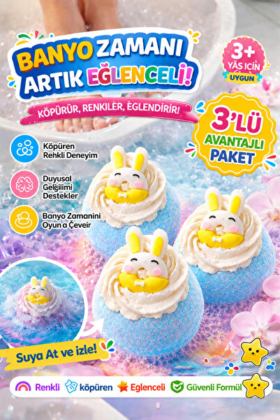 DENAPCAL Banyo Topu Oyuncaklı Sürpriz Köpüren Çocuk Banyo Bombası 3'lü Okyanu...