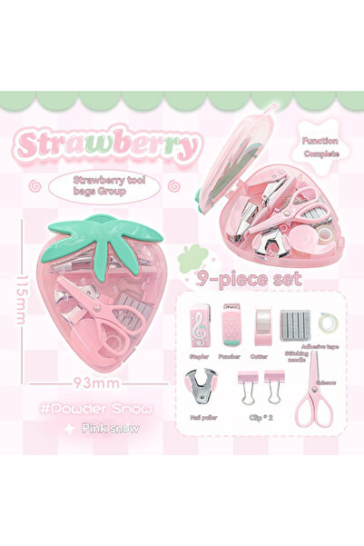 choice2 pink 1PC Tool Set High Beauty Strawberry Efficiency Set Stapler Stora...