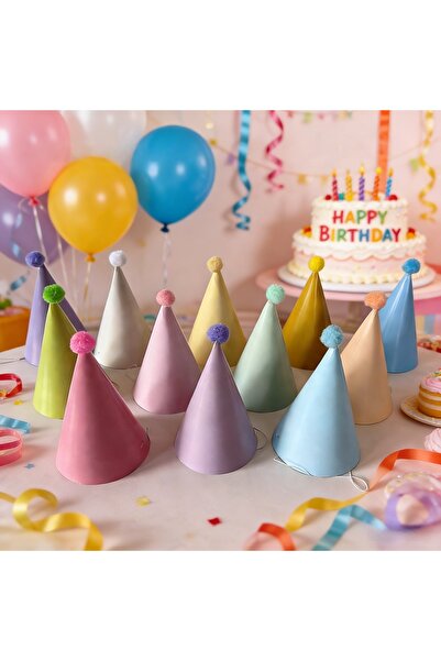 Choice 9 Pcs Rainbow Birthday Party Hats, Macaron Cone Paper Caps for Adult A...
