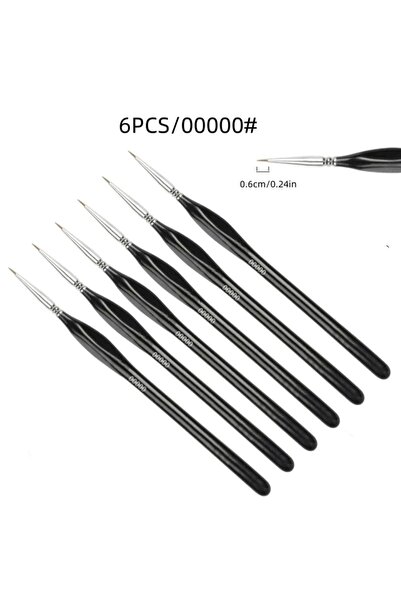 Choice 6pcs Nylon Ultra-Fine Tip Brush Set, Size 00000 Extreme Fine Point, Ac...