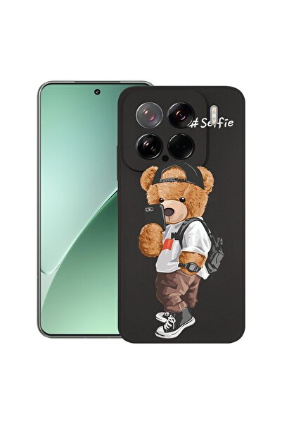 bestcase Калъф за Xiaomi 15, Селфи мече, Тънък силиконов 0.8ММ, Удароустойчив...