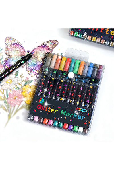 Choice 24 colors 24/48/72/96 Colors Dual Brush Tip Glitter Art Markers Metall...