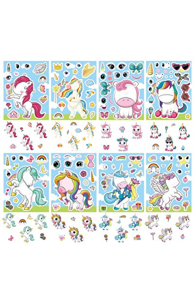 Choice 8PCS 8/16/24PCS Cartoon Rainbow Unicorn DIY Collage Stickers Decorativ...
