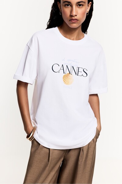 LEFTIES Baskılı oversize t-shirt