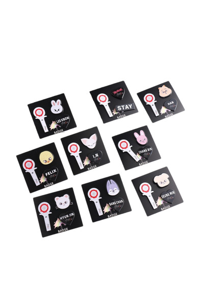 Choice7 9PCS XZ-V01-09 Stray kids mini brooch decoration accessories three pi...