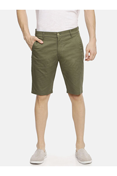 The Indian Garage Co By Styli Men Green Slim Fit Solid Shorts
