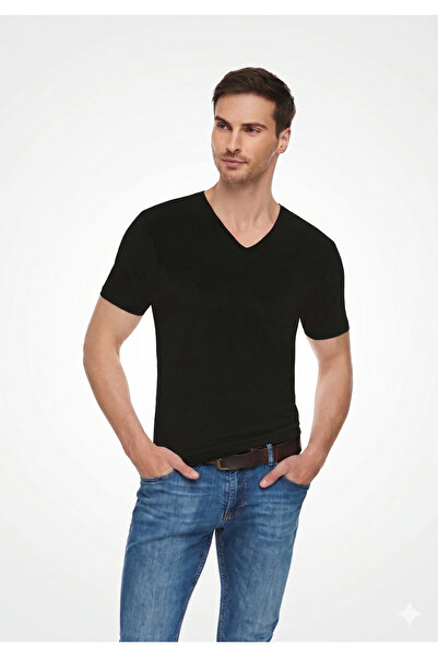 NACAR STORE Men's Premium Elastane Lycra V-Neck Short Sleeve Cotton Undershirt