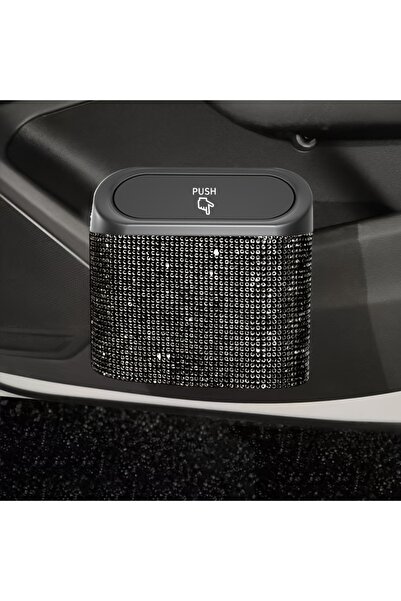 Choice4 Black Diamond Bling Faux Diamond Car Trash Can - Door-Mounted Hanging...