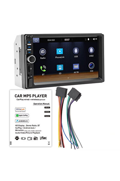 Choice1 مشغل سيارة 2Din Carplay مقاس 7 بوصات، مشغل سيارة يعمل بنظام Android A...