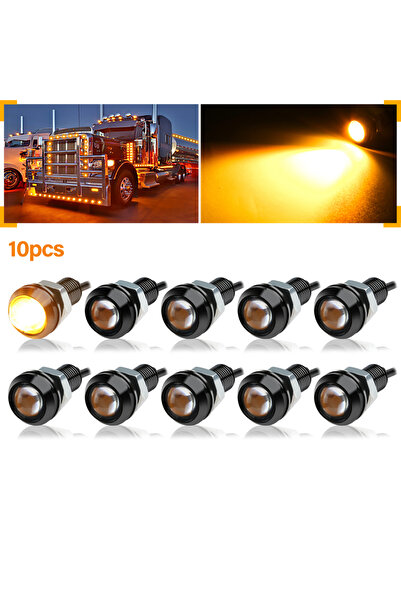Choice6 أضواء نهارية LED صغيرة للسيارة على شكل عين النسر من Amber - 10 قطع، 0...