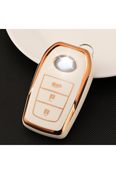 Choice4 1pcs white key case TPU Gold Edge Key Case Cover for Toyota Chr Rav4 ...