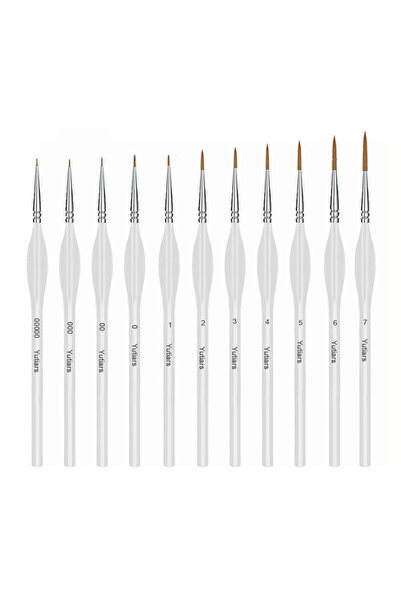 Choice 11 PCS WHITE Yutiars Detail Paint Brushes Set, 11 Pcs Miniature Brushe...