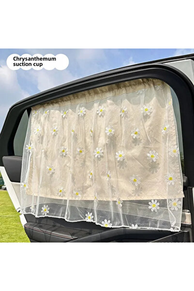Choice3 sL Curtain Daisy 1PC Cotton Embroidered Universal Car Curtain Cover N...