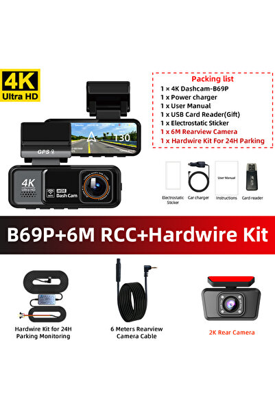 Choice9 كاميرا لوحة القيادة 4K طراز B69P-6M RCC-BL بسعة 128 جيجابايت مع واي ف...