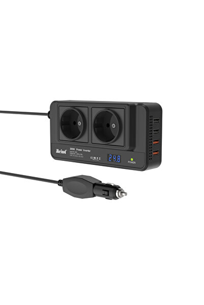 Choice black Meind 200W Power Inverter 24V to 220V Dual EU AC Sockets USB&QC ...