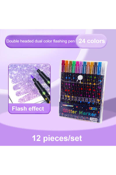 Choice 24 Colors 24-Color Dual Head Glitter Chalk Markers, Quick-Dry Adhesive...