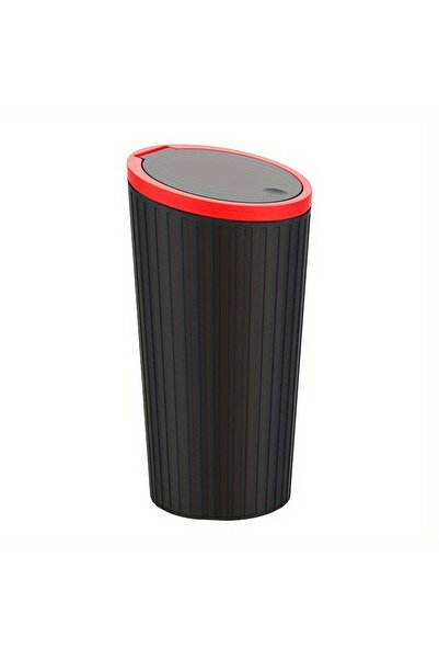 Choice <500mL Black-red Universal Car Trash Bin with Lid,Durable ABS Material...