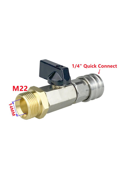Choice M22 Hole14mm High Pressure Washer Ball Valve Kit 1/4" Quick Connector ...
