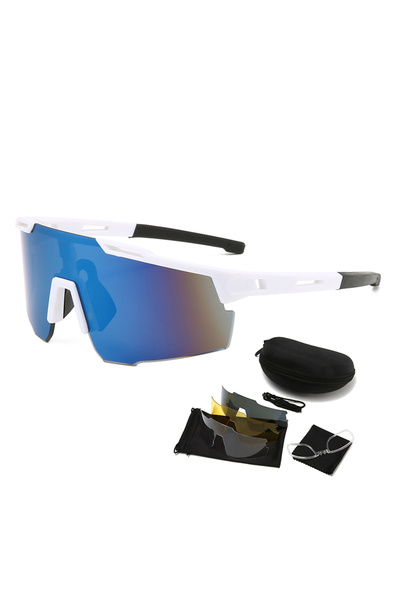 Choice1 GRAY WHITE PC Lens Sports Sunglasses Kit – UV400 Cycling Glasses with...