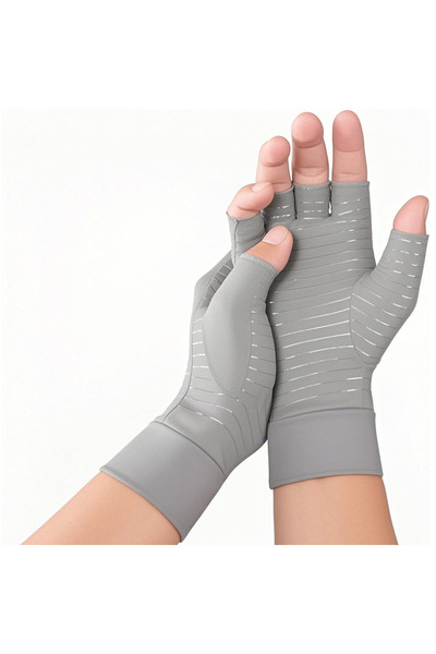 Choice6 M NZ175Grey 1Pair Copper Compression Gloves for Arthritis - Open Fing...