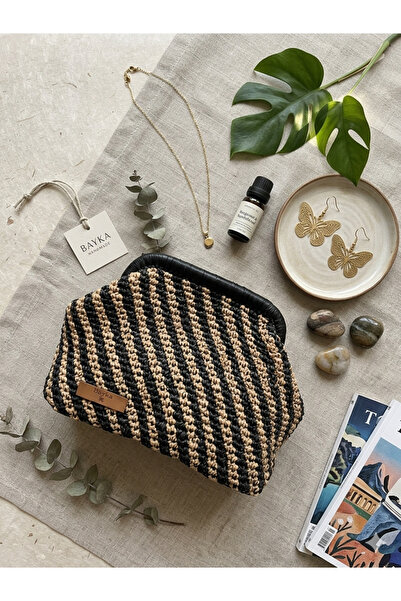 Bayka Handmade PARLAK RAFYA BURSLU ÇANTA
