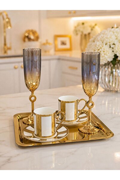 isra kristal Beste Coffee Presentation Set for 2 People - Coffee Enjoyment Se...