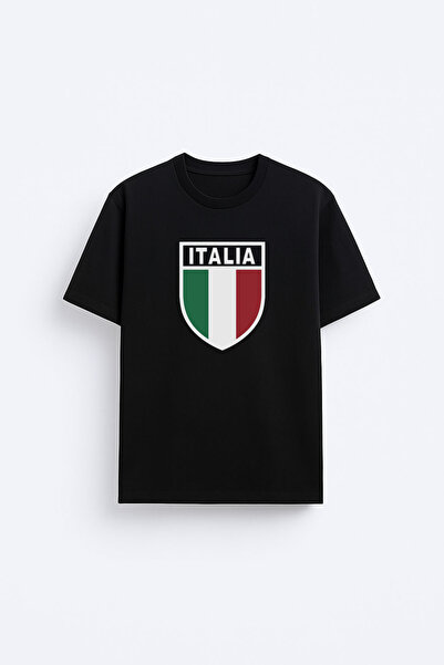 AYDESİGN Tricou negru din țesătură de bumbac imprimată cu echipa națională de...
