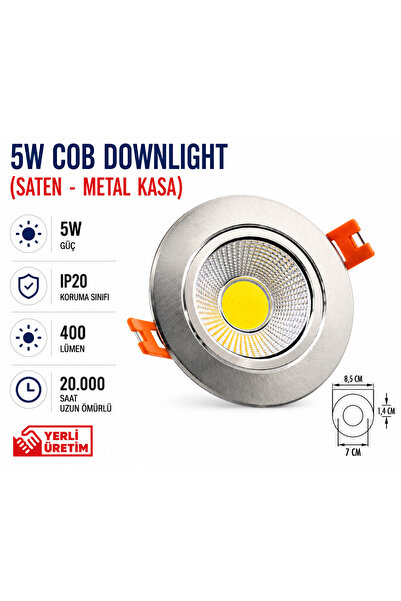 Lampist 5W Metal, Saten Kasa Cob Downlıght 4000K