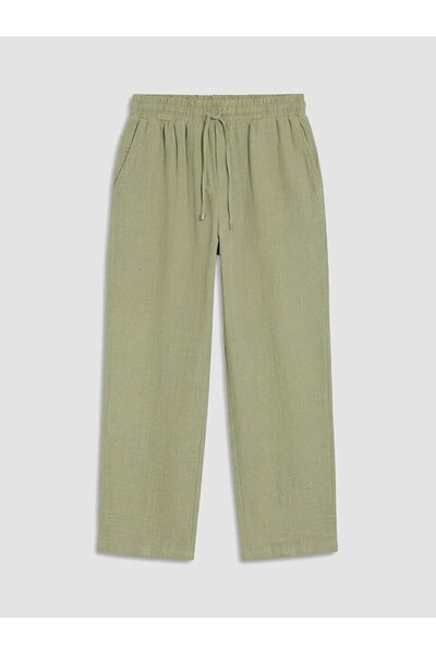 LC Waikiki Nevavm Women's Muslin Trousers with Elastic Waist and Difference i...
