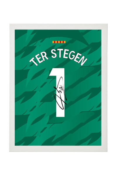 Boomah Accessories Marc Ter Stegen Barcelona Autographed Jersey Poster with F...
