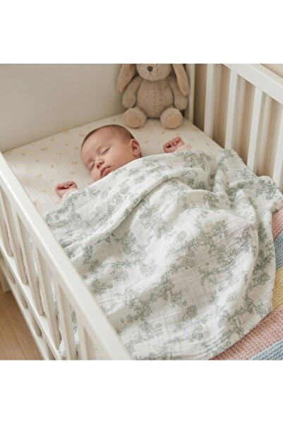 Caline Baby Muslin Cloth Cover Flora Pattern 120X120 cm + 4 Mouth Wipes