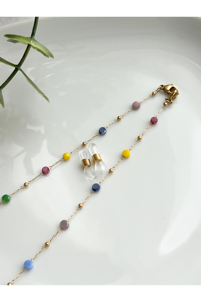 ALEYKA Steel Gold Crystal Stone Glasses Chain-Glasses Cord-Glasses Accessory ...