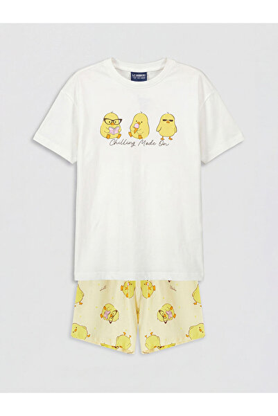 LC Waikiki Freezen Store'dan I Baskılı Kız Çocuk Şortlu Pijama Takımı