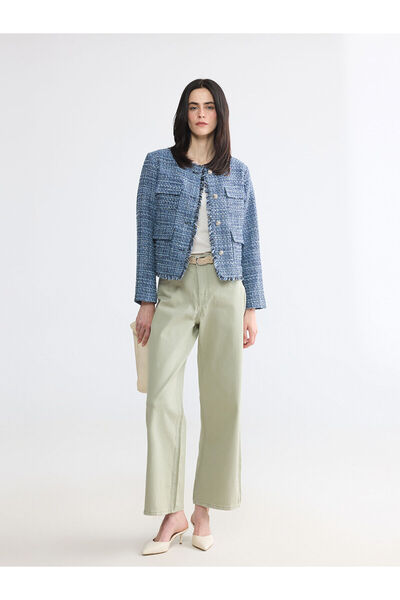 LC Waikiki Nevavm Wideleg Women's Jean Pants with Belt and Difference in Waist