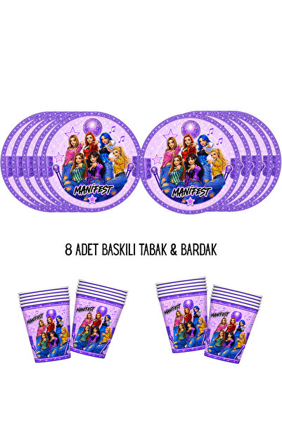 HAPPYLOOPPARTY Manifest Manifest Kız Grubu Baskılı 8 Kişilik Tabak , Bardak Set