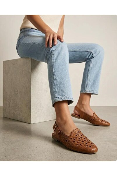 PİERRO SHOES حذاء باليه نسائي كاجوال من الجلد الطبيعي مقطوع بالليزر ومفتوح من...