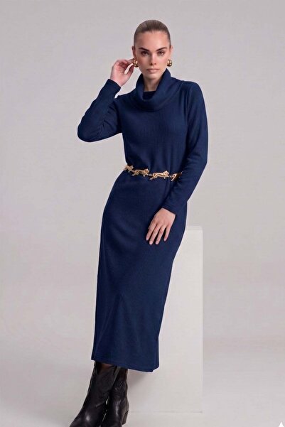 FTZ WOMEN Women's Ribbed Dress Navy Blue 31286