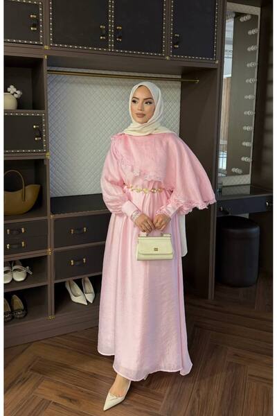 ASEDE Imported Aller Lace Detailed Belted Premium Dress