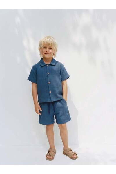 connemara Boy's Muslin Top and Bottom Set – Short Sleeve Shirt and Shorts Set