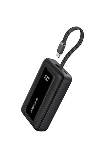 Anker Zolo 20000 mAh, 30W, 1x USB-C, 1x USB-A, cablu USB-C incorporat Negru