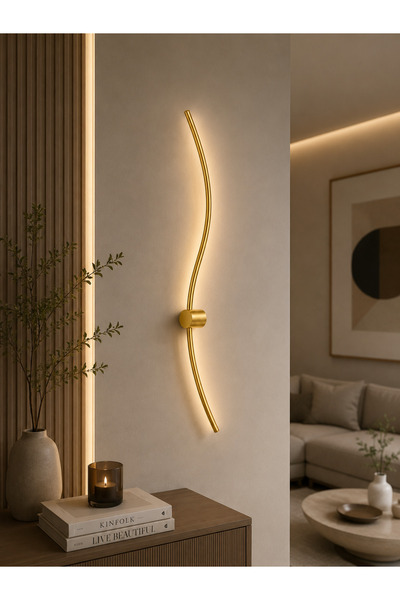 N.zone Luxury Modern Golden Metal Wall Decor with Streamlined Design – 60 cm ...