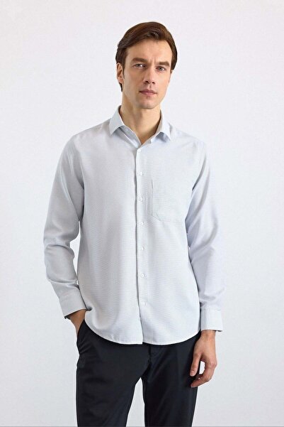 hipatu Süvari Dobby Regular Long Sleeve Pocket Shirt