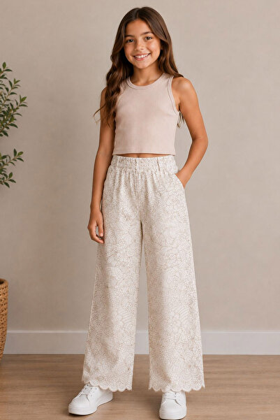 bunubanayolla Keten Nakışlı Pantalon