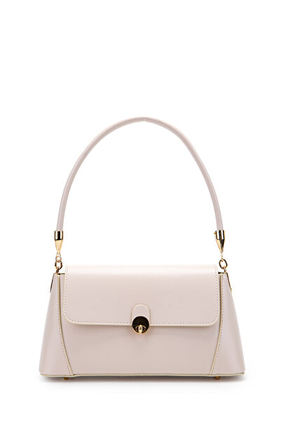 minebag Clamshell Lock Detailed Baguette Women's Shoulder Bag Oslo Cream